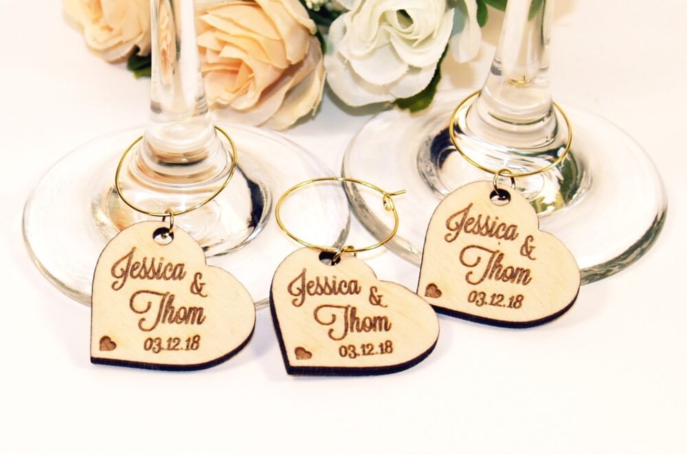 100 Wedding Wine Charms, Wine Glass Place Setting Name, Custom Accessories, Favors, Table Names Decor