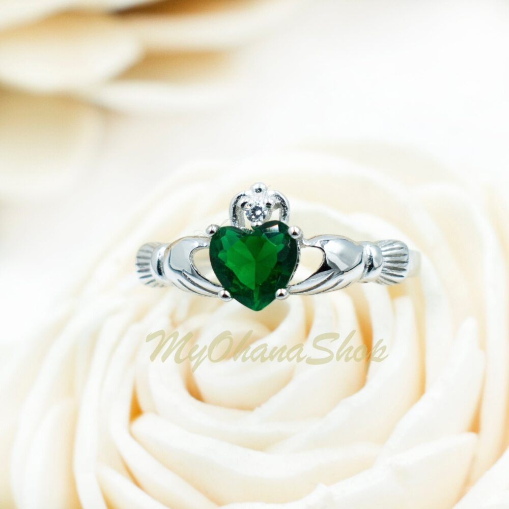 925 Sterling Silver Claddagh Ring Cz Heart For Women, Teens. Celtic, Irish Wedding, Promise, Purity Love Loyalty Ring. Valentine's Day
