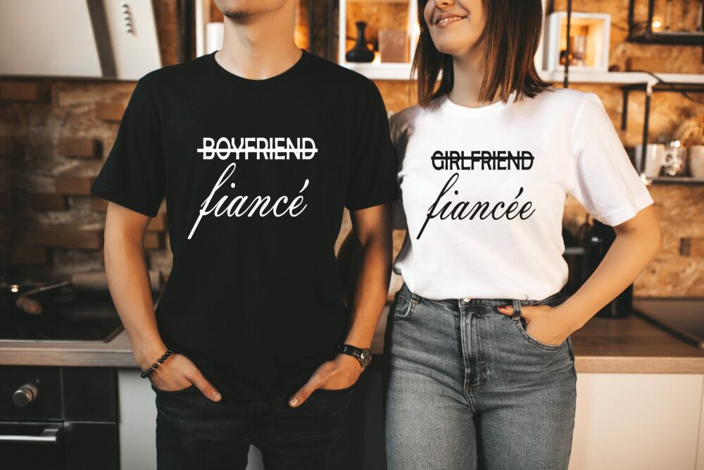 Girlfriend Fiancee Shirt, Boyfriend Fiance Matching Couples Engagement Wedding Shirts, Bridal Gift, Shirt