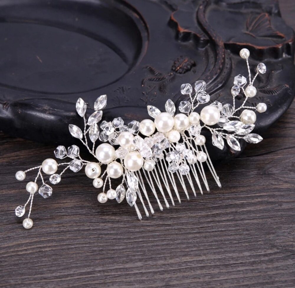 Wedding Hair Comb Pin Accessories Jewelry Bridal Pearls Crystal Crown