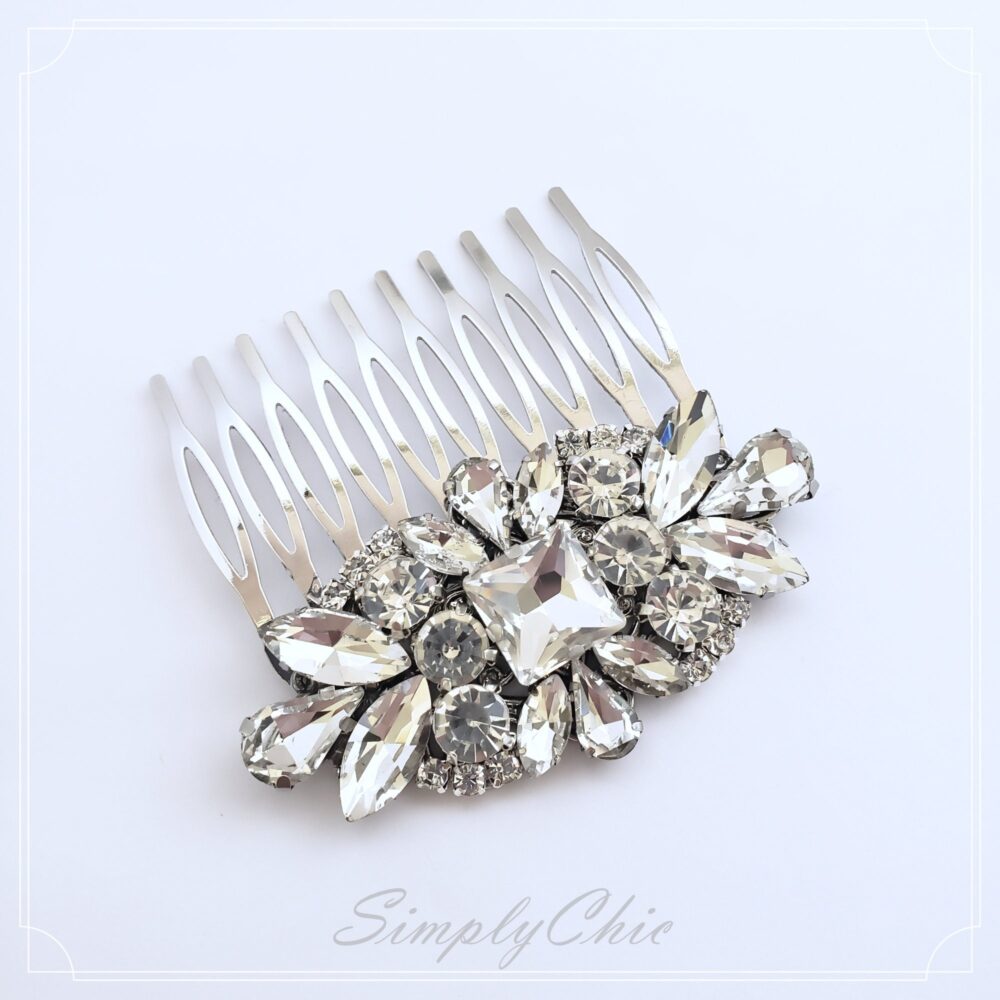 Wedding Rhinestone Hair Comb, Clear Crystal Comb, Victorian Style Accessories, Princess Comb 2020