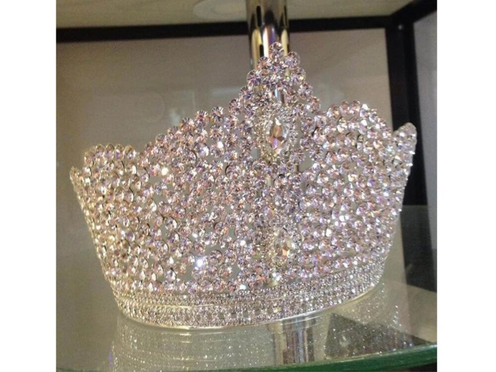 Wedding Tiara Crown, Crystals Silver Crown, Gold Crystals Set Wedding Crown Vintage, Rhinestones Tiara Queens Crown For Bride