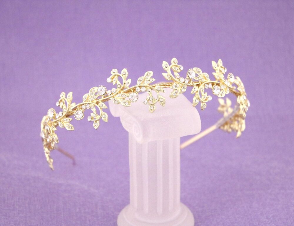 Rose Gold Bridal Crown Wedding Crystal Headband Tiara Floral Wedding Head Piece For Bride Rhinestone Bridal Tiara Boho