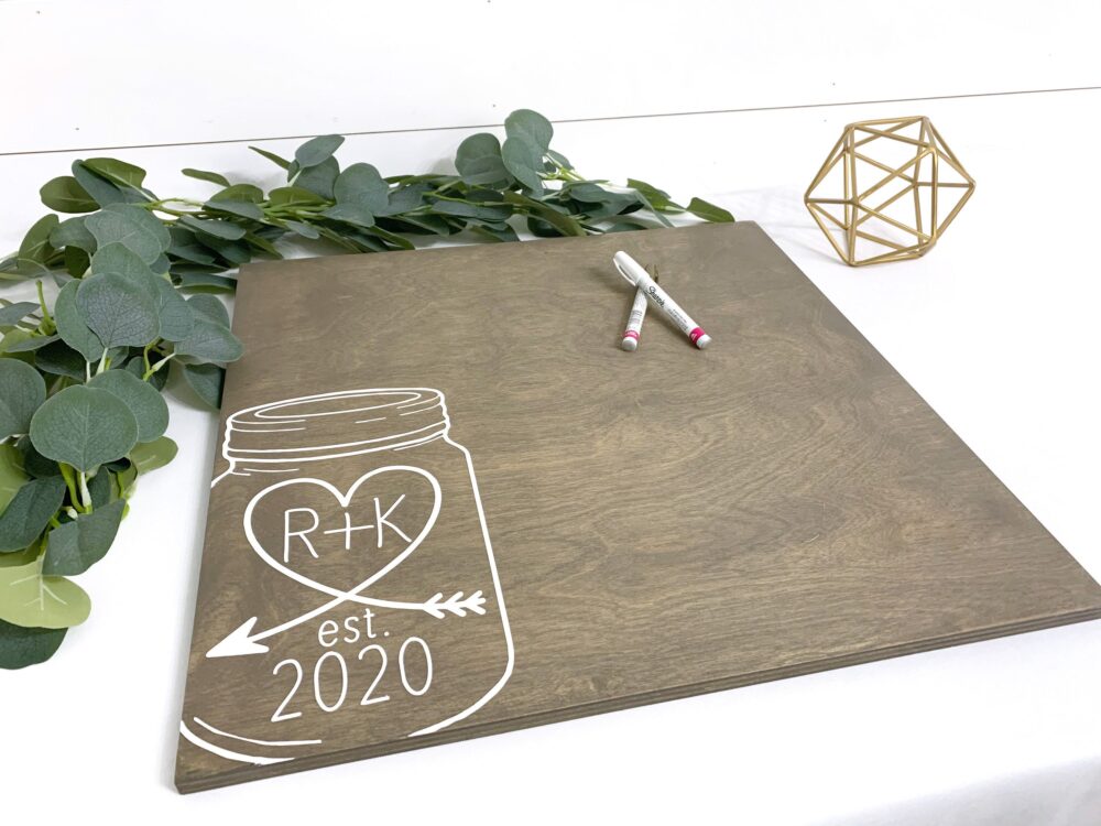 Mason Jar Guest Book Sign - Wedding Alternative Rustic Book Unique Wood Guestbook -Rustic