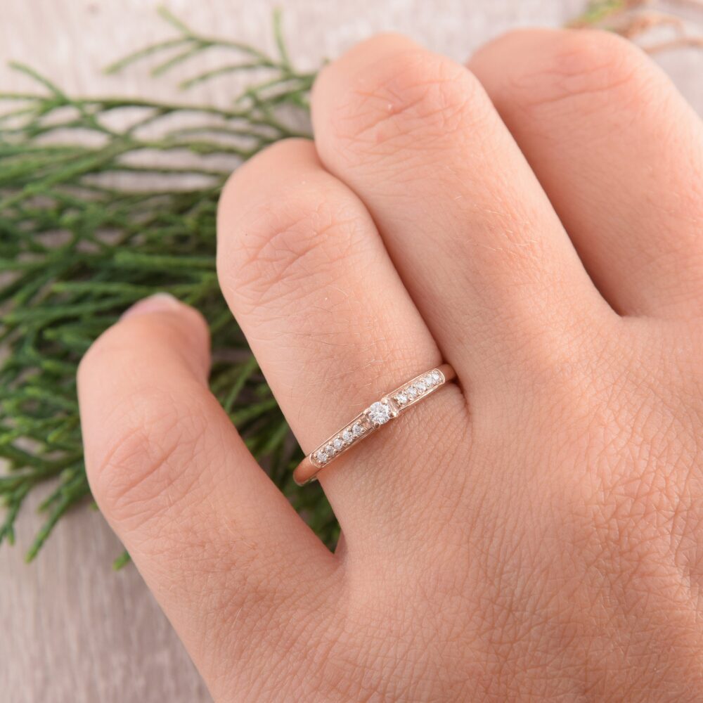 Womens Dainty Promise Ring, Gold Ring For Her, Small Simple Miminalist Personalized Gift