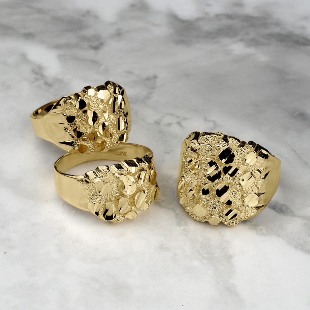 10K & 14K Solid Gold Nugget Classic Simple Statement Oval Band Ring Ii For Men Women Versatile Everyday Jewelry Durable Timeless Design Gift