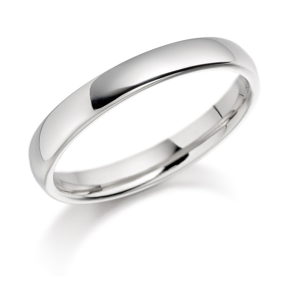 14K Solid White Gold Mens & Womens Wedding Bands, Plain Band Ring, 3mm 10K 18K Bands