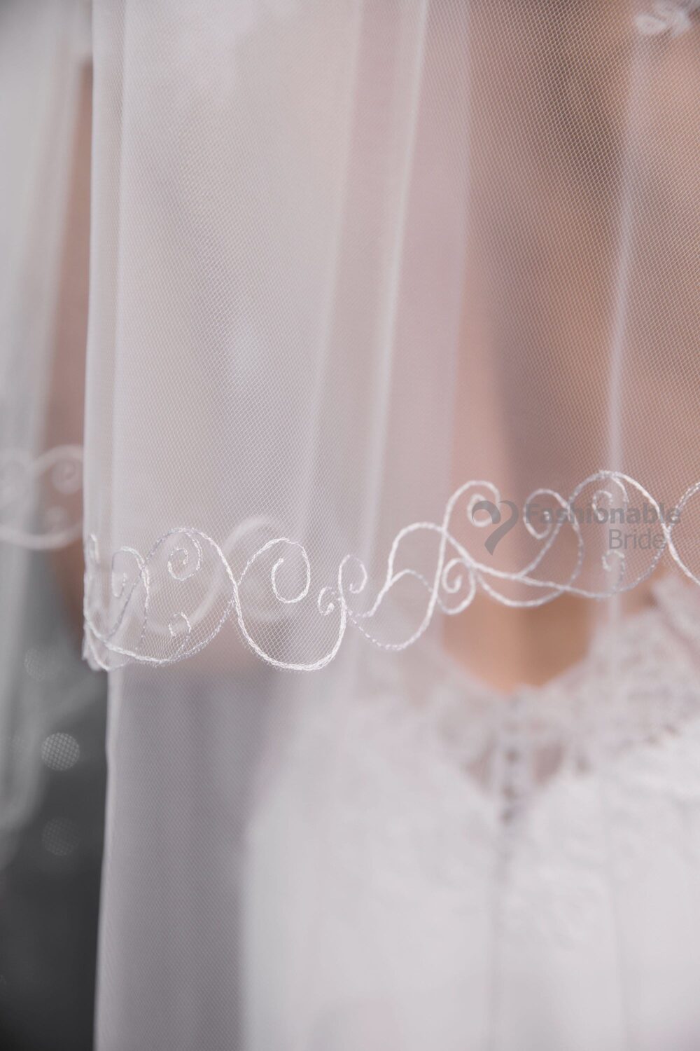 Veil in 2 Layer, Embroidered Veil, Bridal Veil, Fingertip Veil, Elbow Cathedral Chapel Waltz Length Bridal Veil