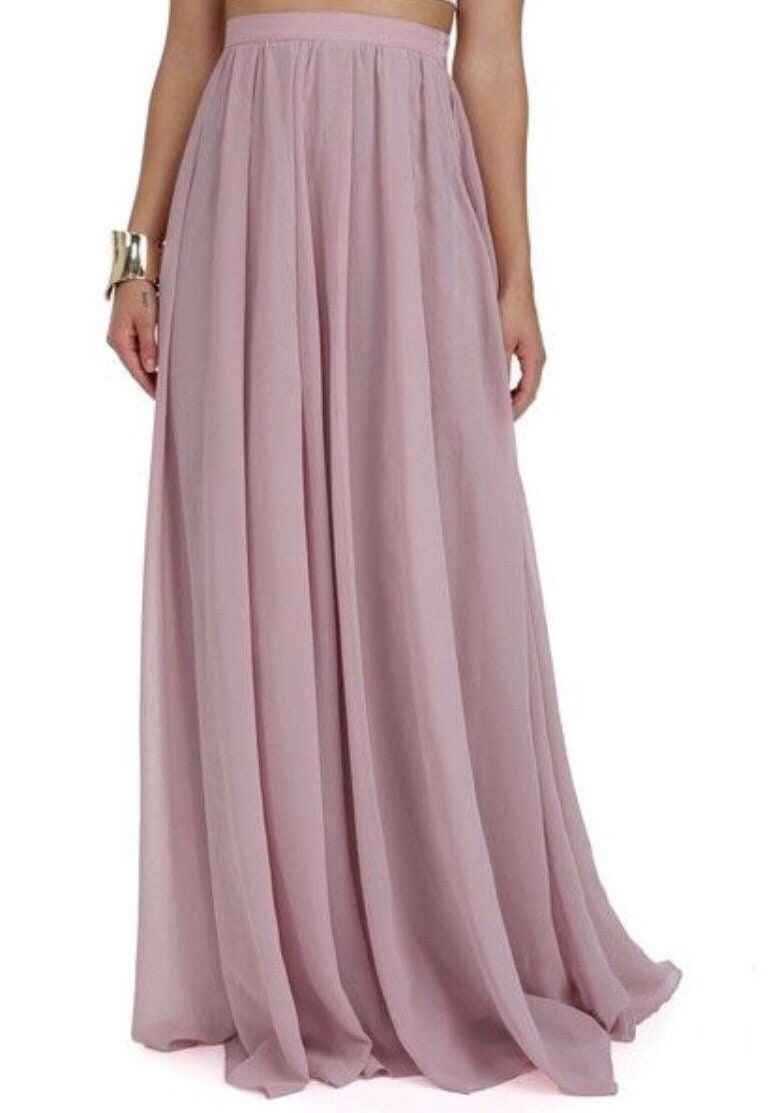 Long Chiffon Maxi Skirt Custom Wedding Bridesmaid Dress