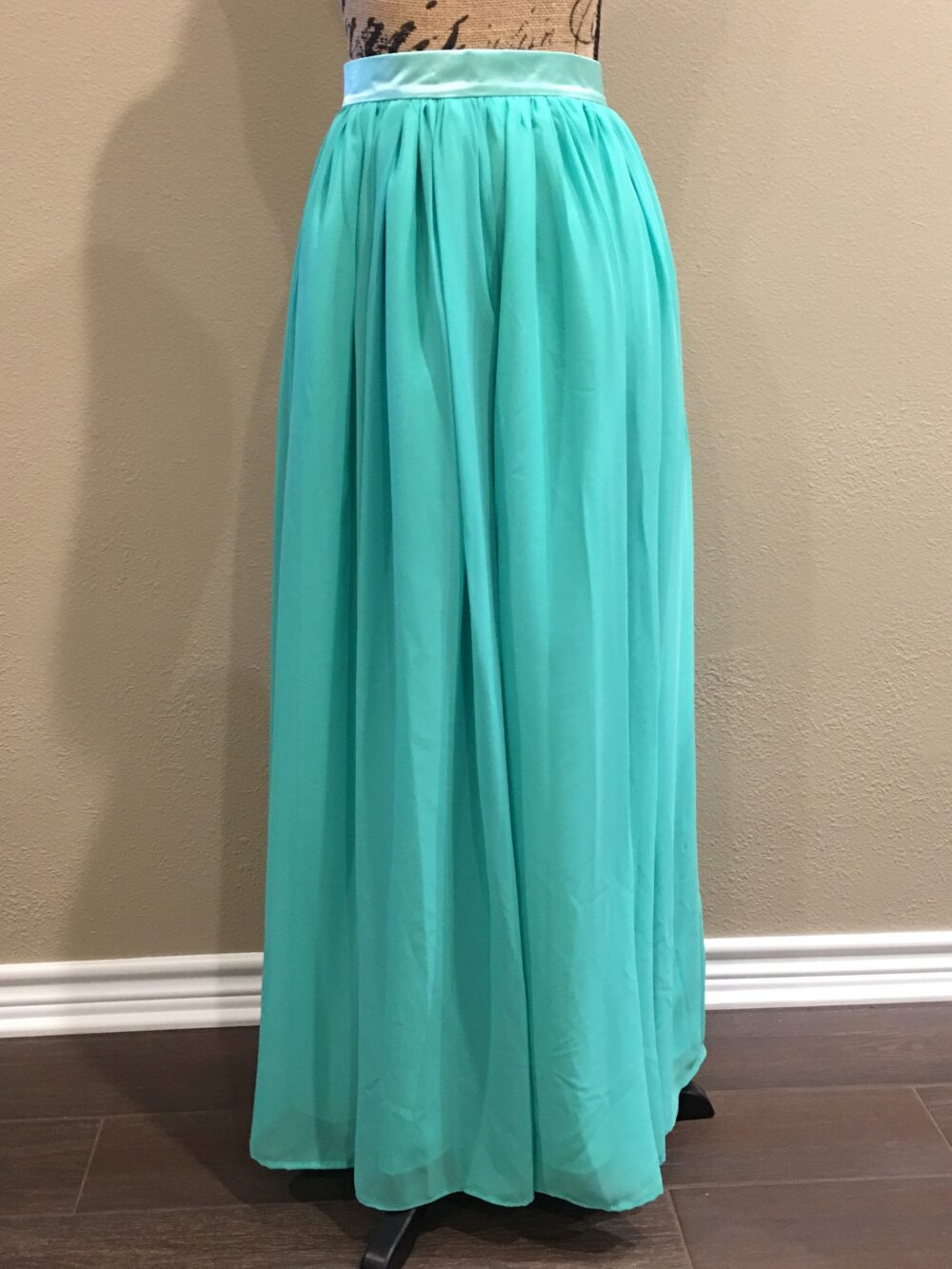 Aqua Chiffon Maxi Skirt Beach Wedding Bridesmaid Dress