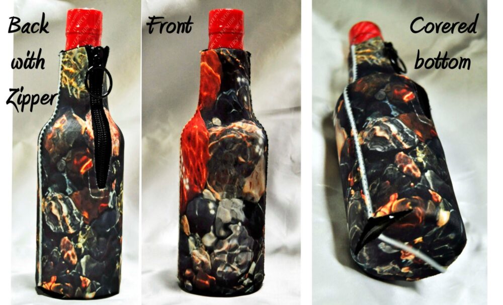 Custom Zipper Bottle Koozies Personalized Insulated Drink Sleeves, Set Of 4