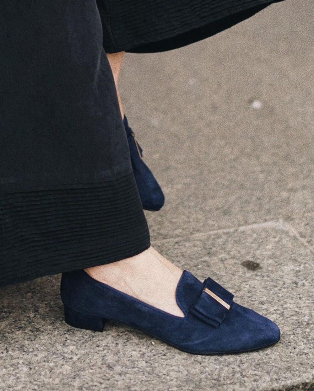 Handmade Navy Suede Ballerina Shoes, Ballet Flats, Leather Shoes, Womens Flats