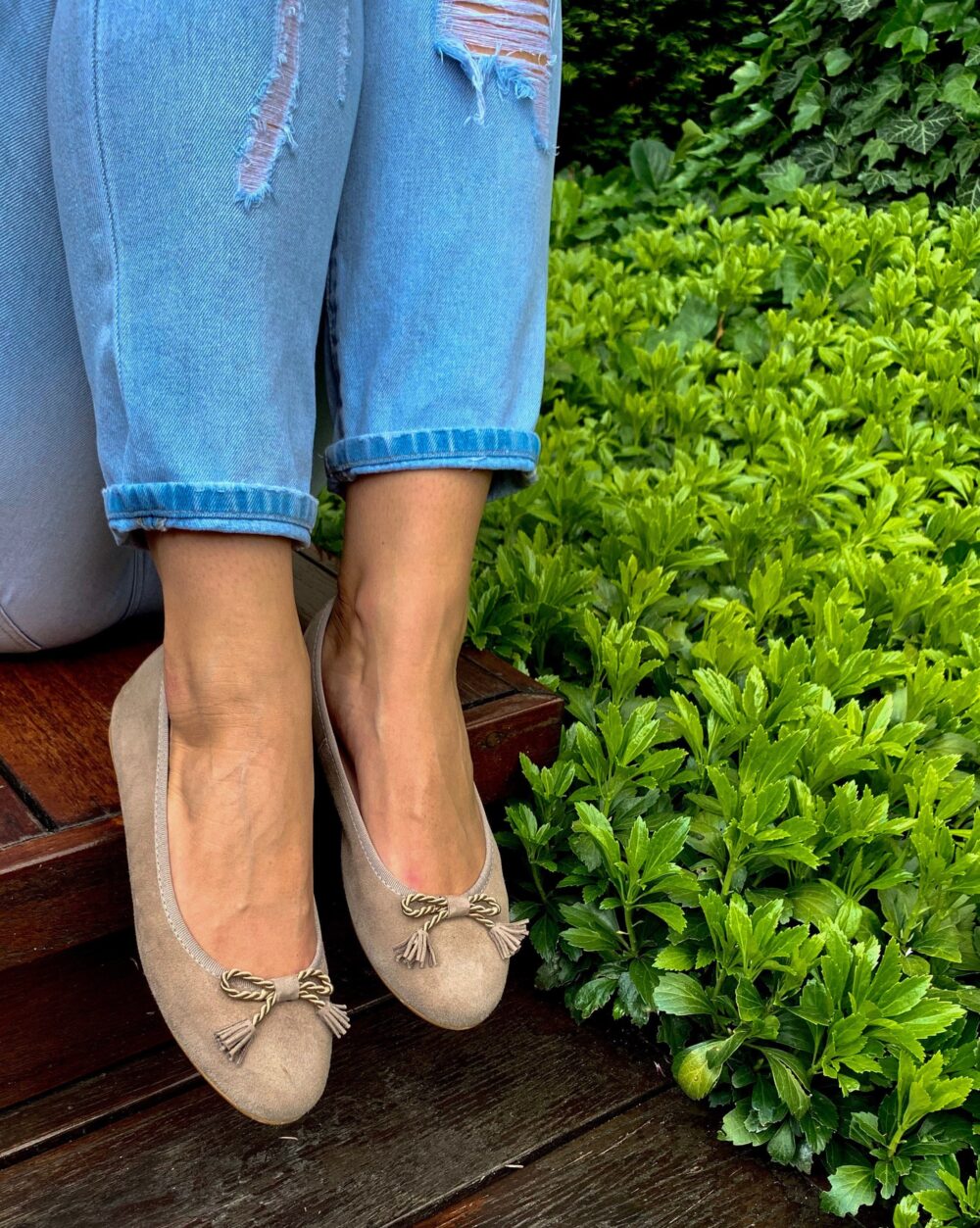 Handmade Beige Suede Ballerina Shoes, Ballet Flats, Leather Shoes, Womens Flats