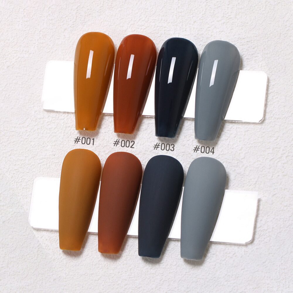 Sunset Desert Set Gel Nail Polish 8Ml 4 Colors | Burnt Ginger, Toffee Chestnut Tan Brown, Dark Navy, Cool Grey Soak Off Uv/Led Gel