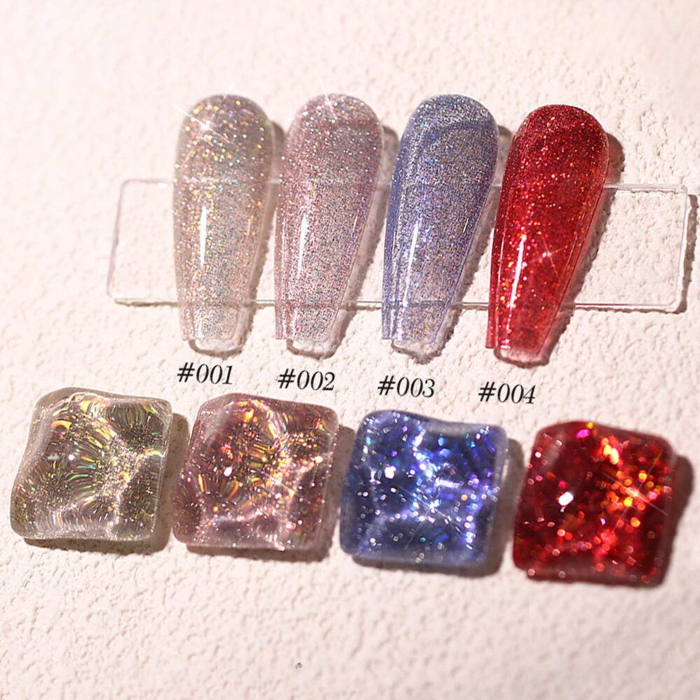 Fairy Land Set Gel Nail Polish 8Ml 4 Colors | Soak Off Uv/Led Gel Translucent Ultra-Shine Nails Champagne Gold, Pink, Blue, Red