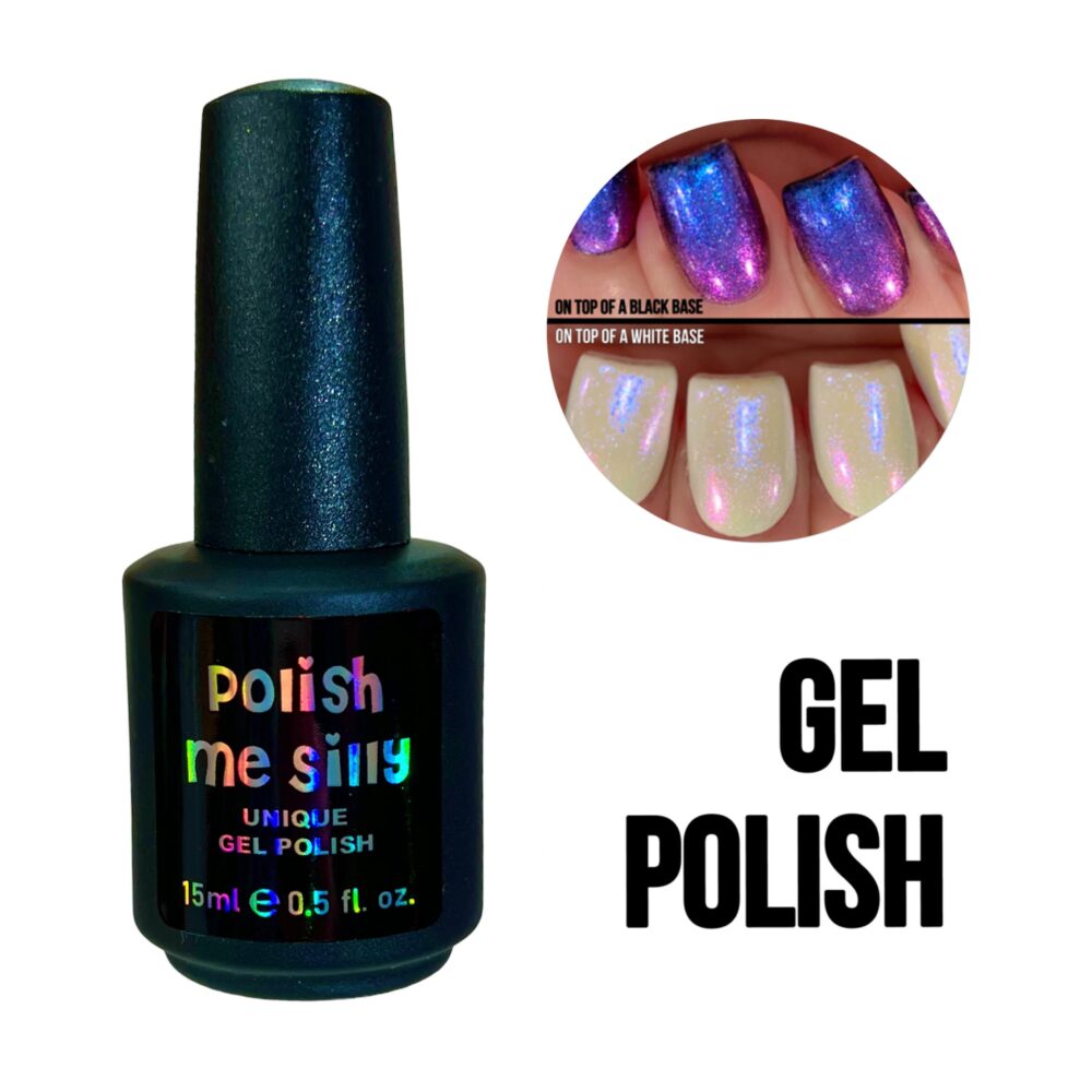 Uv Led Gel Nail Polish - Glow For It Purple Blue Pink Clear Multi-Chrome Topcoat Pop Multi-Color Shifting Oil Slick Me Silly