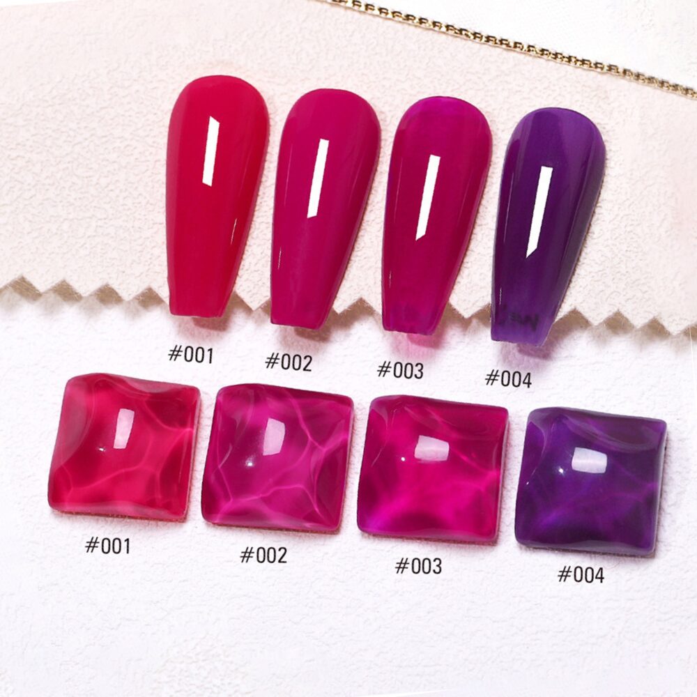 Dragon Fruit Set Gel Nail Polish 8Ml 4 Colors | Soak Off Uv/Led Gel Fuchsia Pink Purple Plum Jelly Or Full Coverage