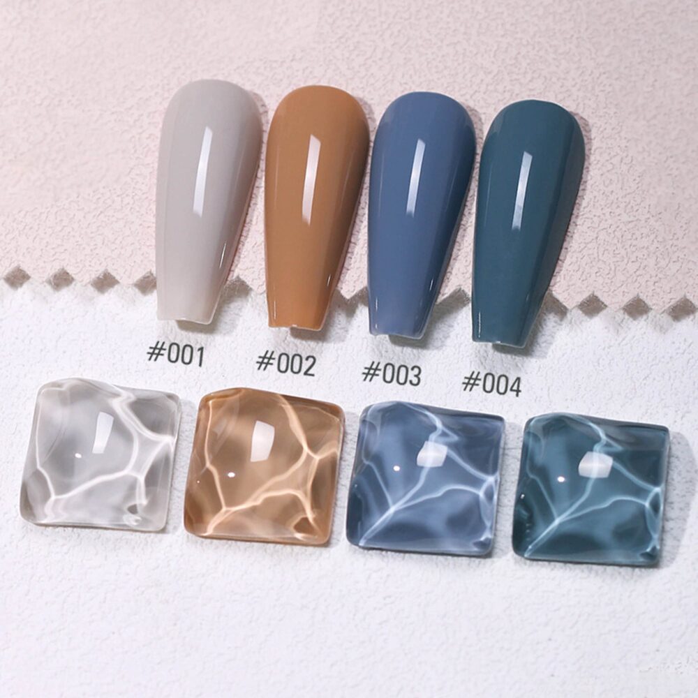Khaki & Blue Misty Gray Set Gel Nail Polish 8Ml 4 Colors | Soak Off Uv/Led Gel Almond, Ginger, Navy Blue, Denim Peacock Green