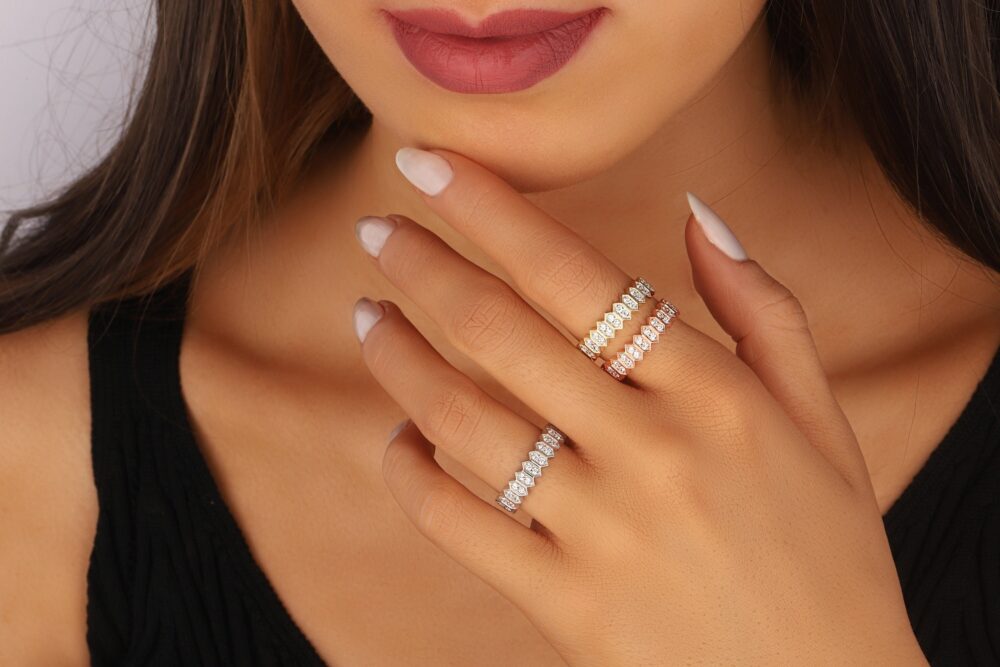 stacking Cz Half Eternity Initial Silver Rings Best Friend Gold Rose Filled Bands S For Mom Mother Wife Women Her Valentines Day