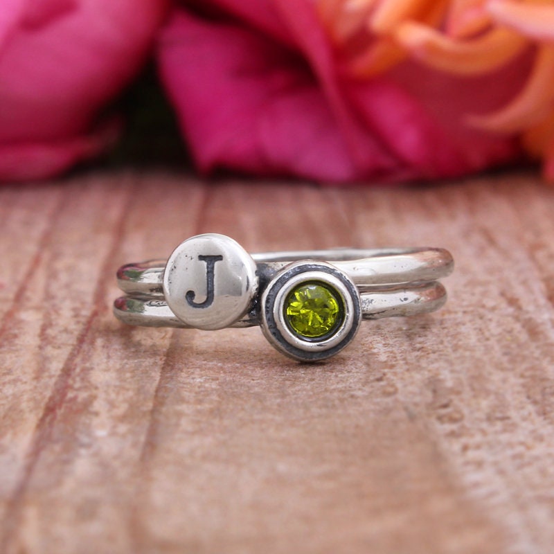 Mother Ring Birthstone in Silver Sterling Stack For Mom Custom Handmade Rings Mother's Day Gift