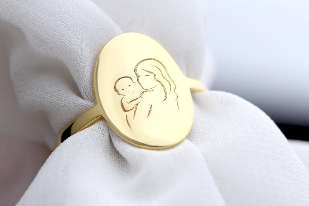 Mother & Baby Ring Silver Mama Mom Mother's Day Dainty Gift For Signet