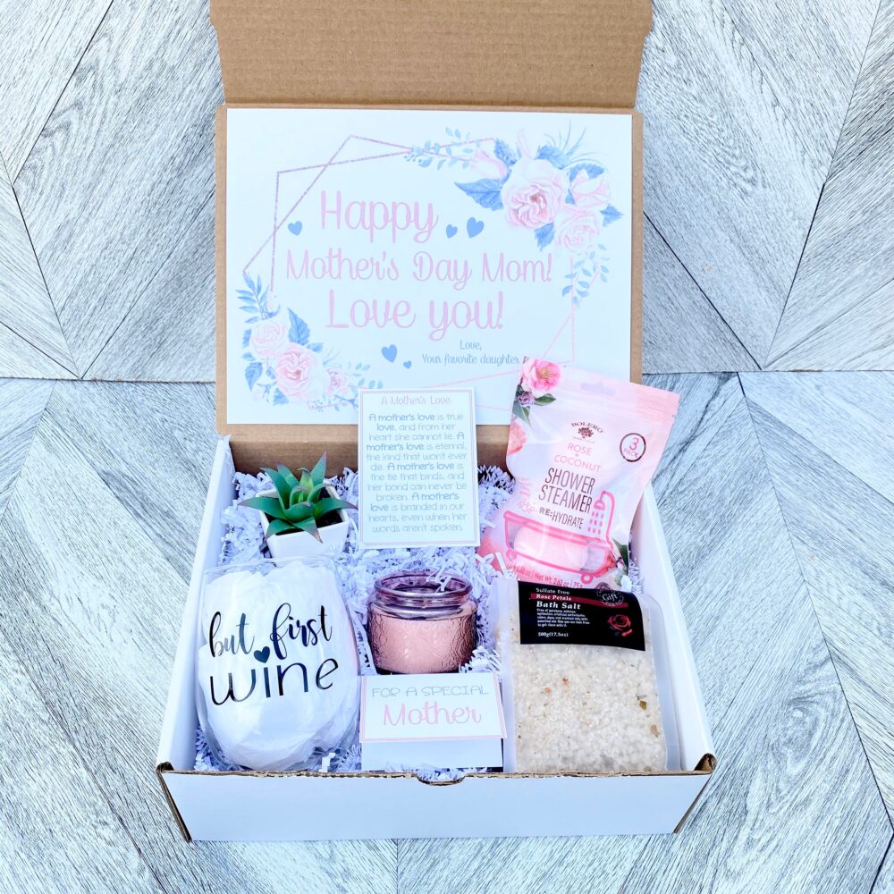 Mother's Day Spa Gift Box Wine Glass, Candle & Succulent