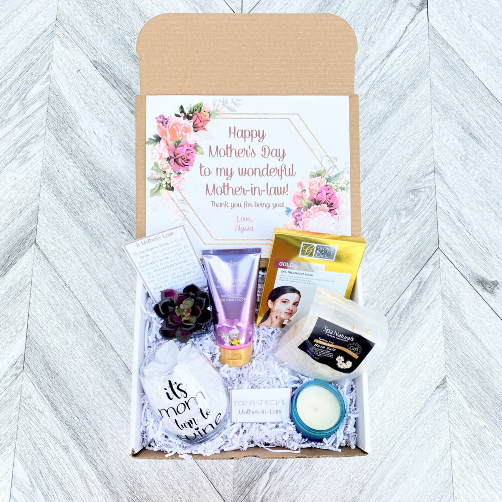 Mother-In-Law Spa Gift Box Wine Glass, Candle & Face Mask