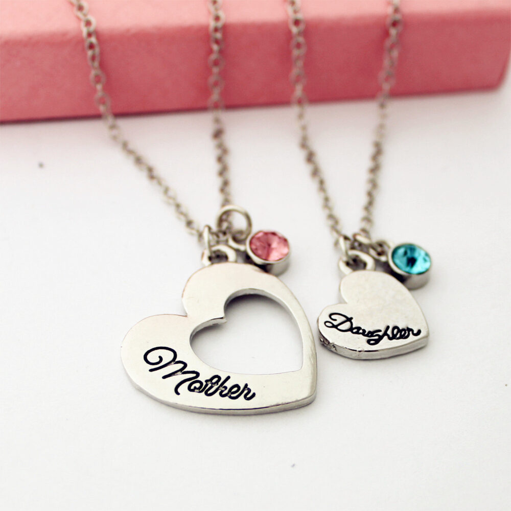 Personalized Birthstone Necklace Mother Daughter Necklaces, Mother Day Gift, Broken Heart, Christmas Gift, Family Necklace