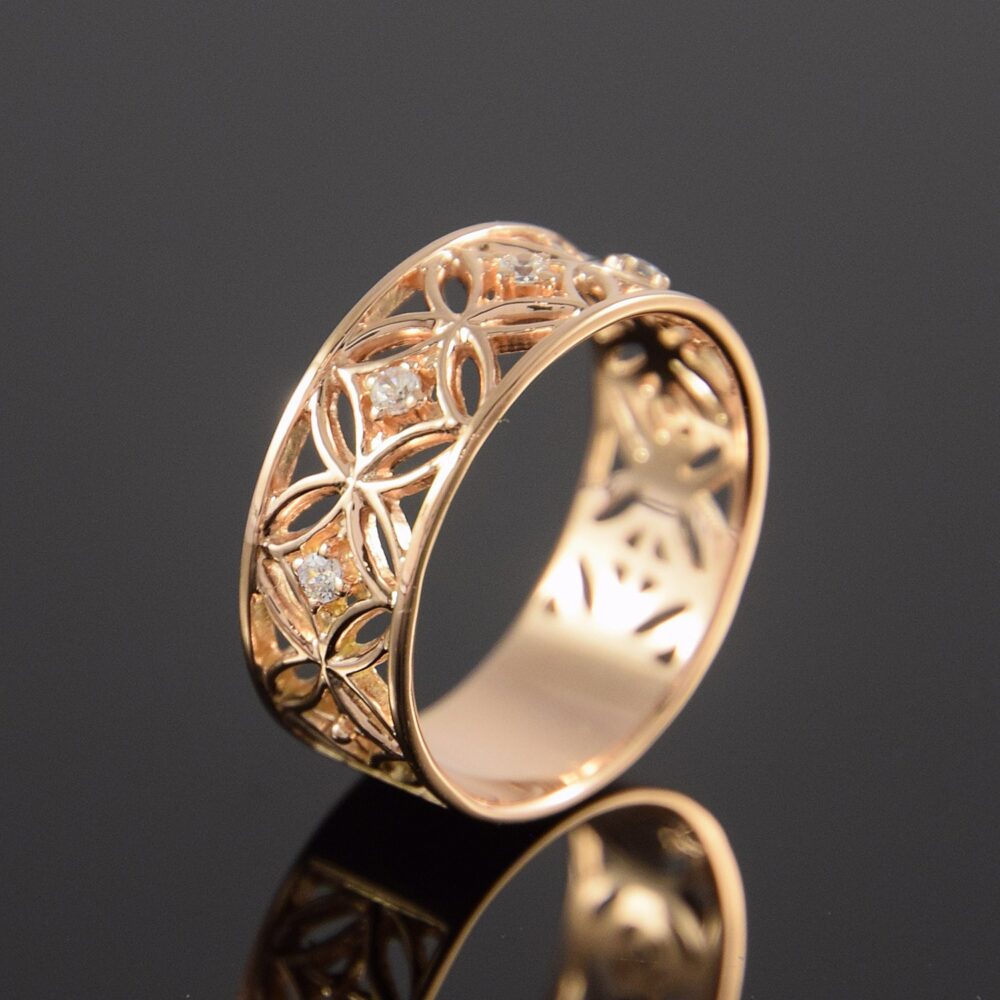 Celtic Band Ring, Wedding Gold, Ring For Her, Rose Gold Band, Filigree Wide Her