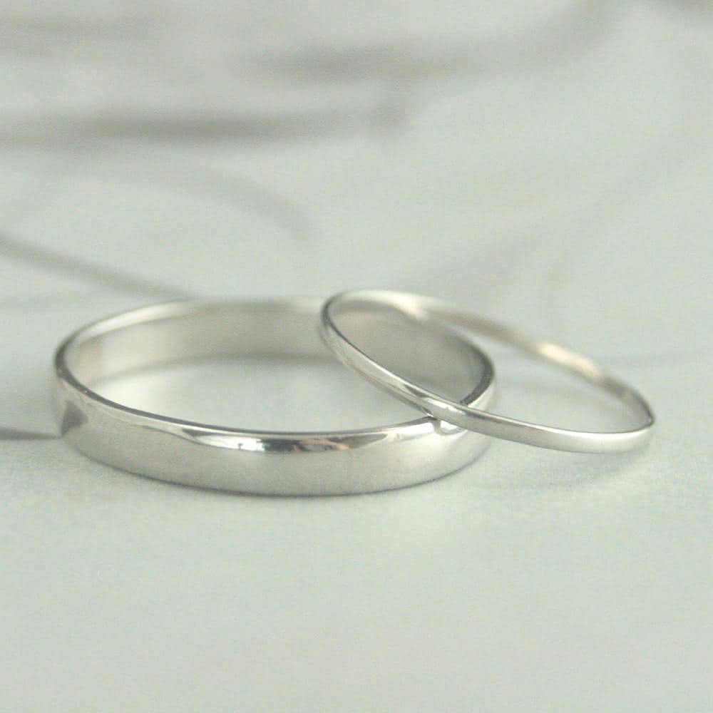 Platinum Wedding Set~His & Hers Bands~His Rings~Platinum Band Set~Platinum Ring Set~Traditional Set~Thin Bands