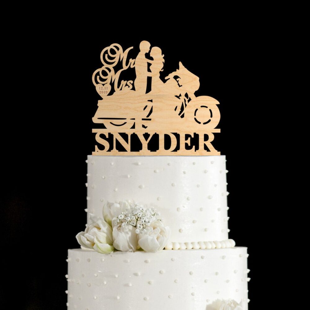 Biker Wedding Cake Topper, Bike Topper, Biker Topper, Motorcycle Topper, Cake Toppers For Wedding, Wedding Topper, 838