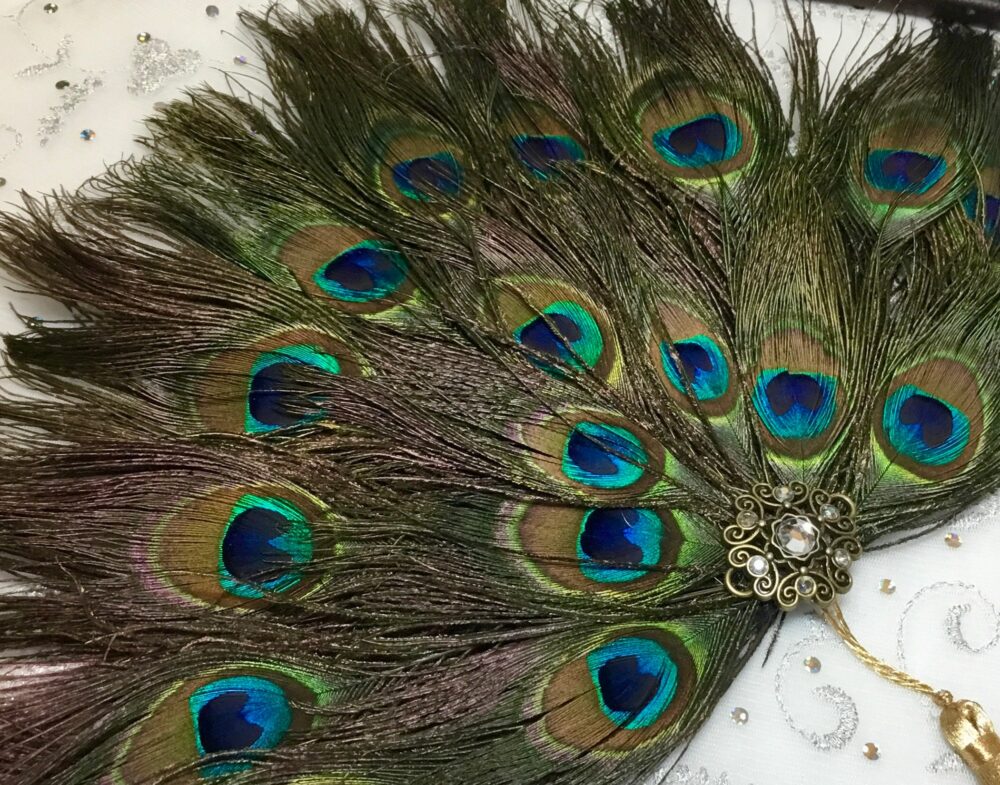 Wedding Bridal Peacock Feather Fan With Gold Or Silver Accents - in Your Choice Of Sizes Budget Friendly Free Shipping