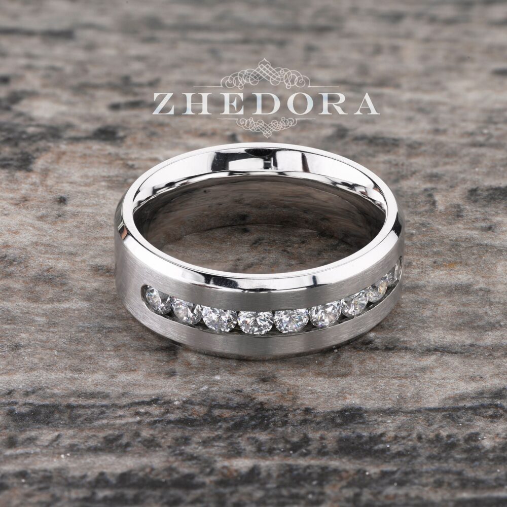 Mens Diamond Wedding Band 14K/18K White Gold, Ring, Solid Gold Ring, His Band, For Him