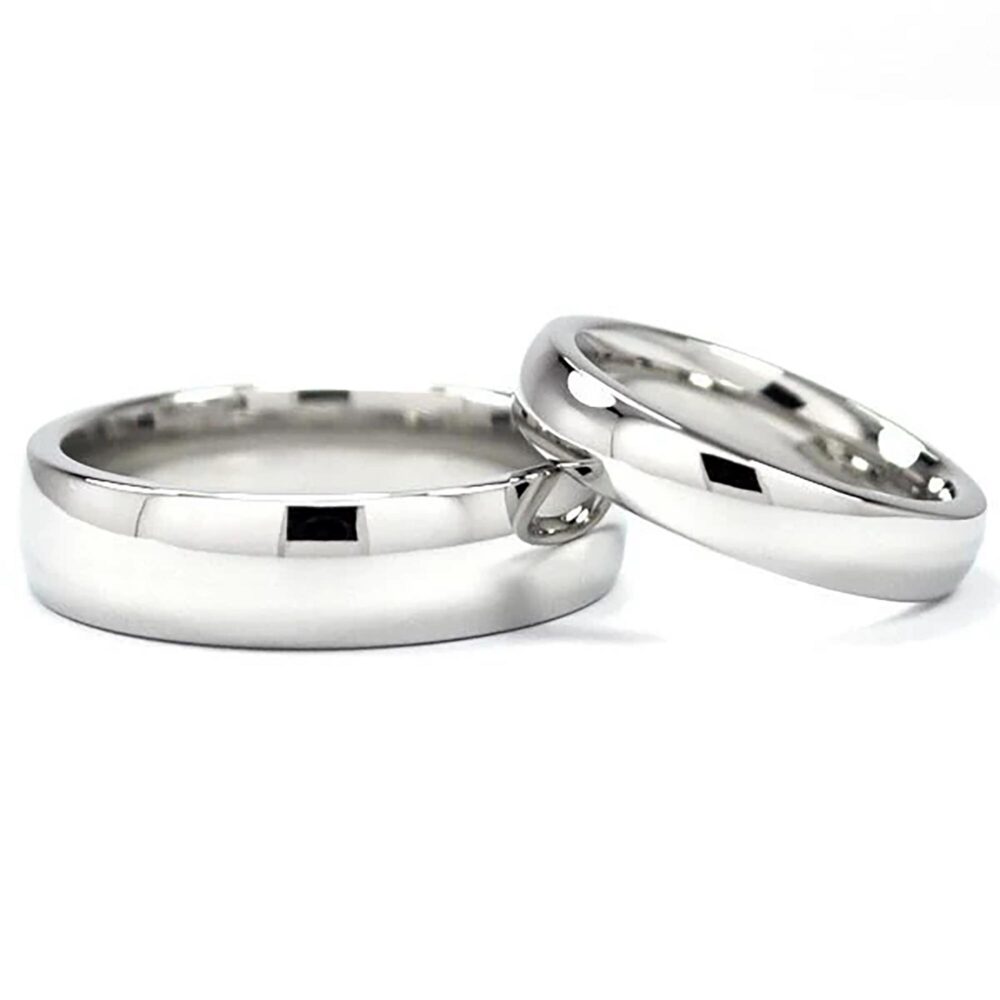 Matching Cobalt Wedding Ring Set, His & Hers Polished Bands, USA Made