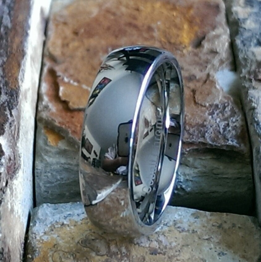 Cobalt Silver Wedding Band Ring Scratch Resistant, Hypoallergenic