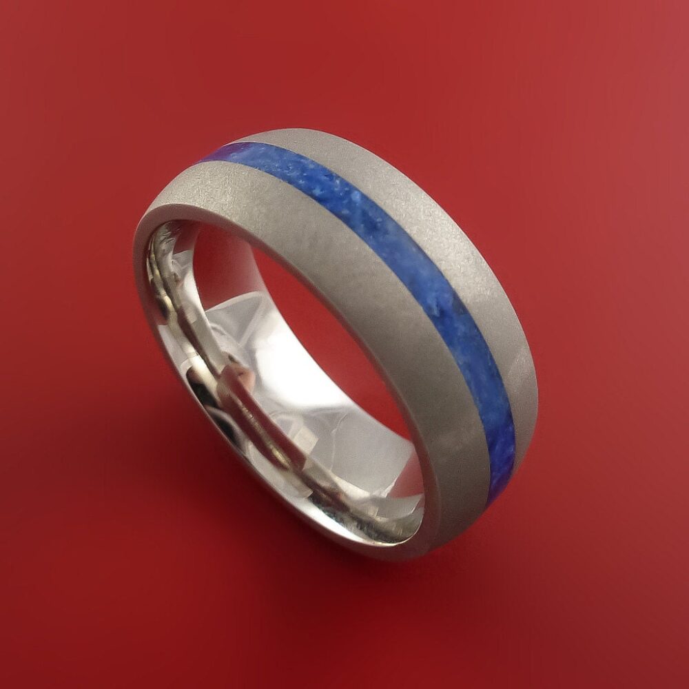 Cobalt Chrome Ring With Lapis Inlay Custom Made Band