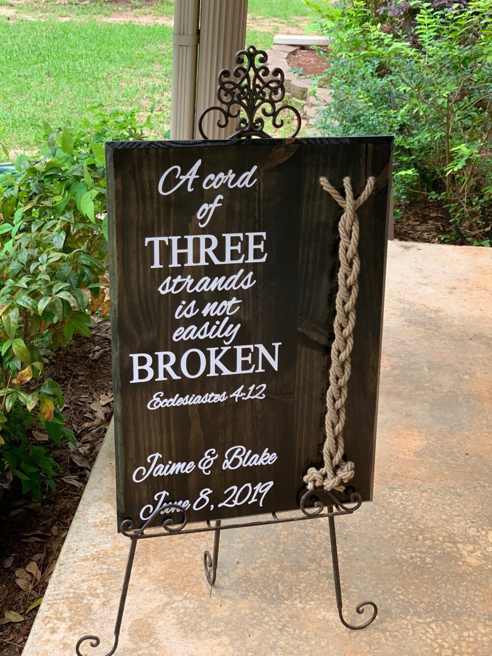 Cord Of Three Strands, Wedding Sign, Ceremony Wood Ecclesiastes, Gift, Fall Wedding, Unity Braids®, Décor Sign