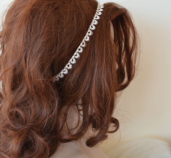 Wedding Lace Headband Handmade Bridal Hair Vine Halo