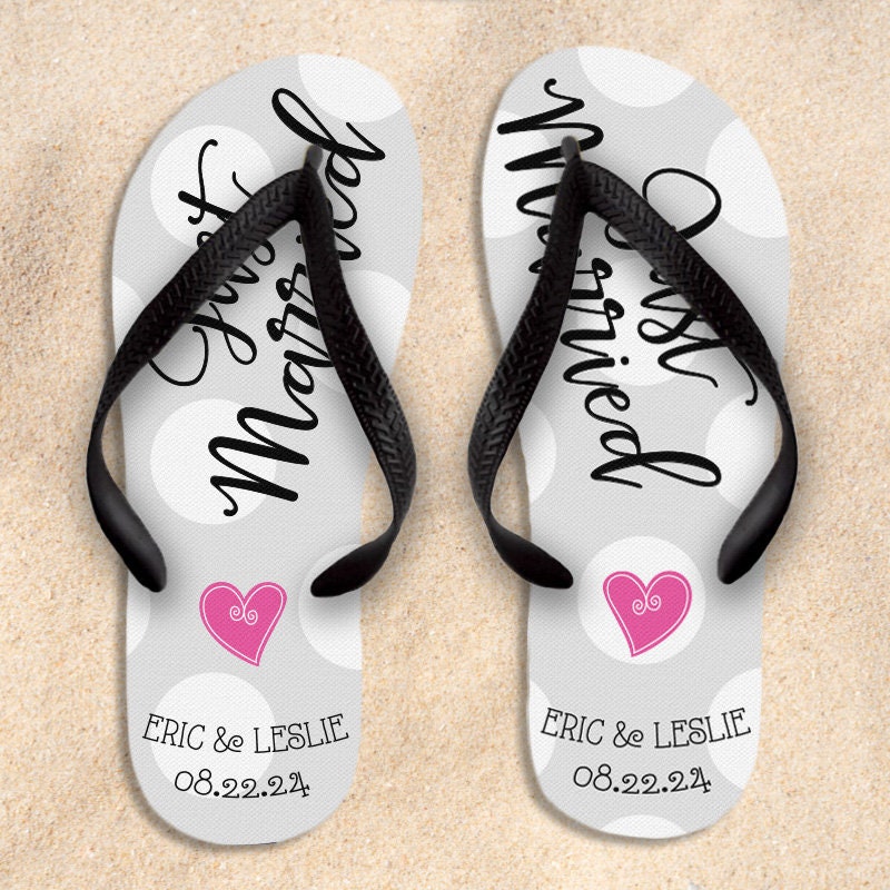Wedding Flip Flops - Personalized Just Married Wjmff