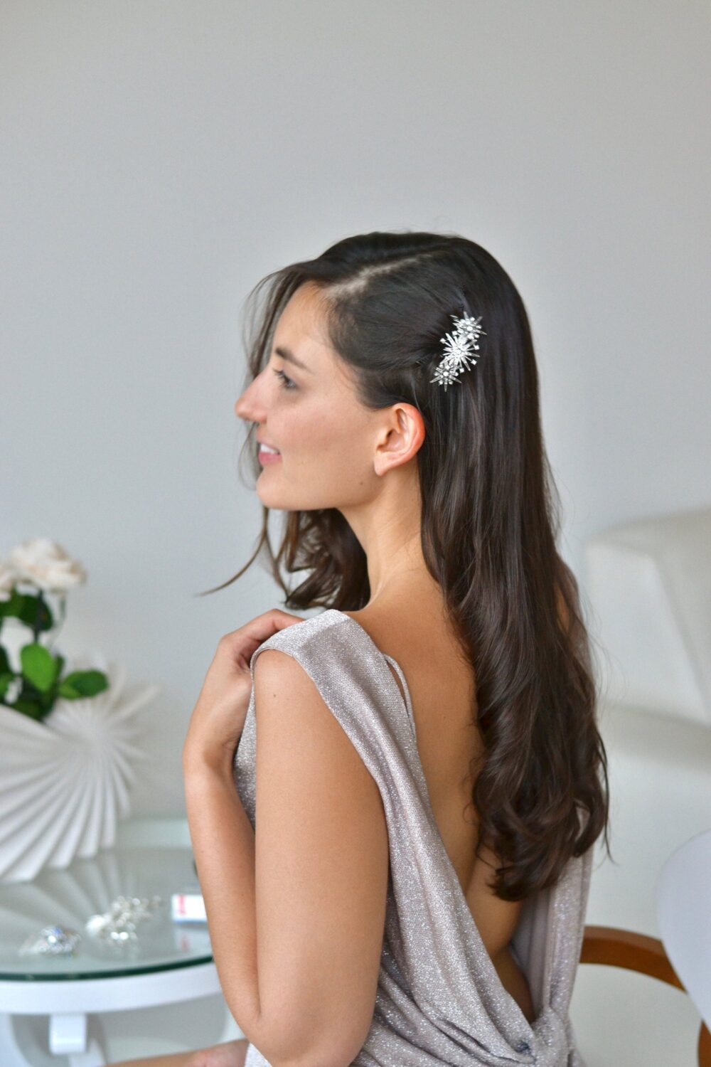 Silver Celestial Star Comb, Boho Wedding, Tiara, Vine, Headpiece, Crown, Bridal, Snowflake, Romantic, Vintage, Boho, Cosmic