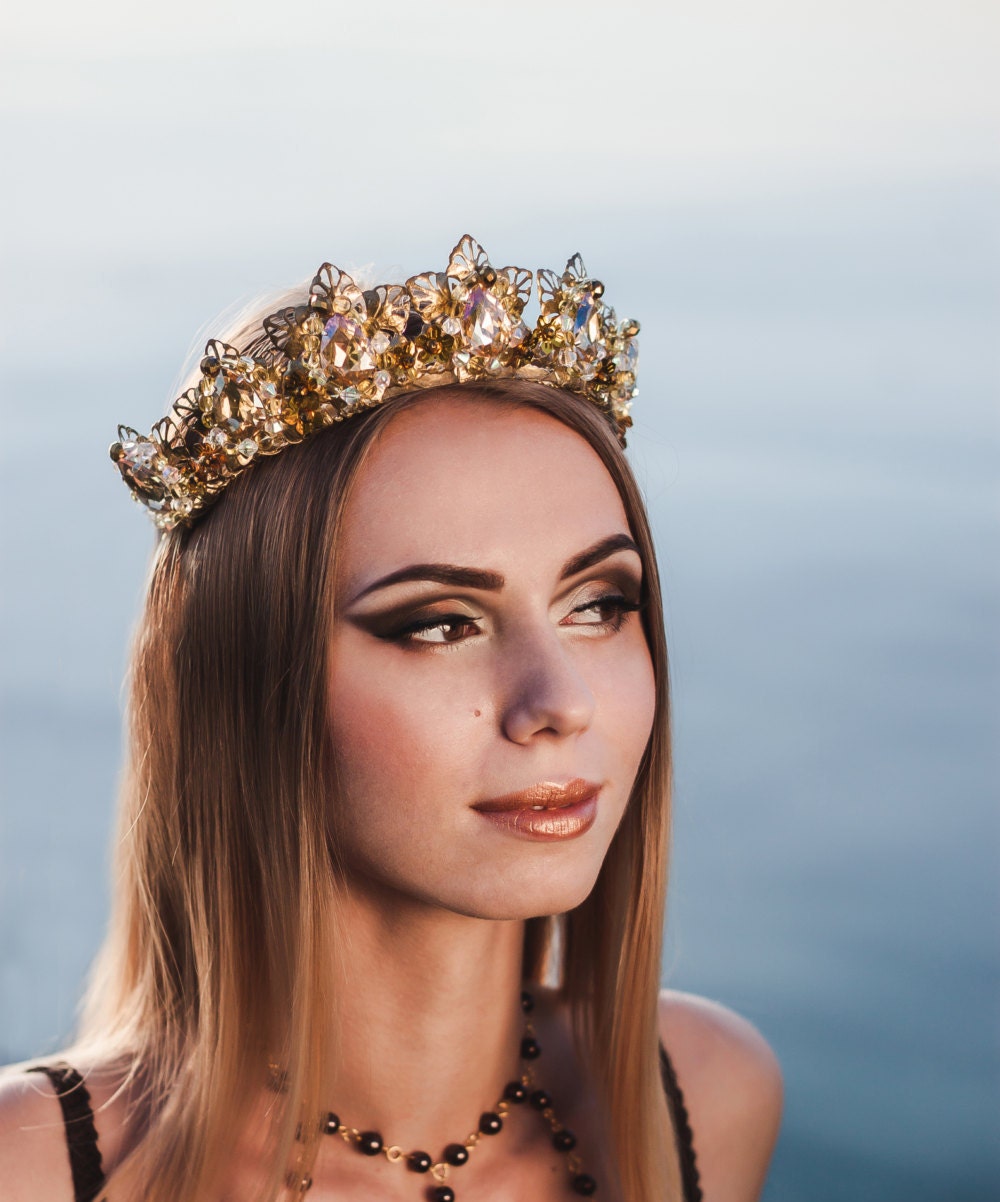 Crown Tiara Rose Gold Wedding Bridal Prom Accessory Crystal Hair Accessories Pageant Crown Gold Comb Medieval Wedding