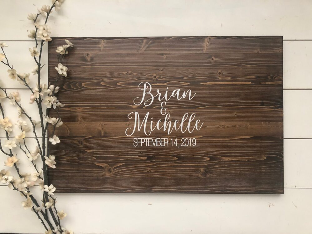 Rustic Wedding Guest Book Alternative /Calligraphy Name Design/Rustic Decor Wood Sign Country Gift