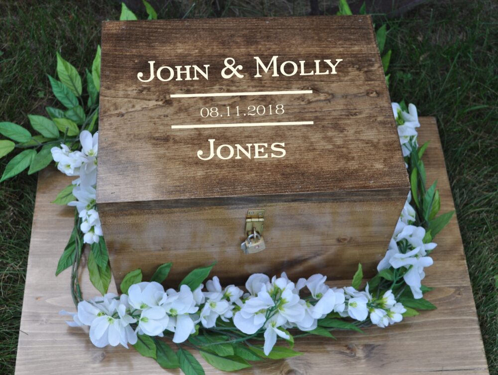 Wedding Card Box | Holder With Lock Rustic Decor Wood Signs