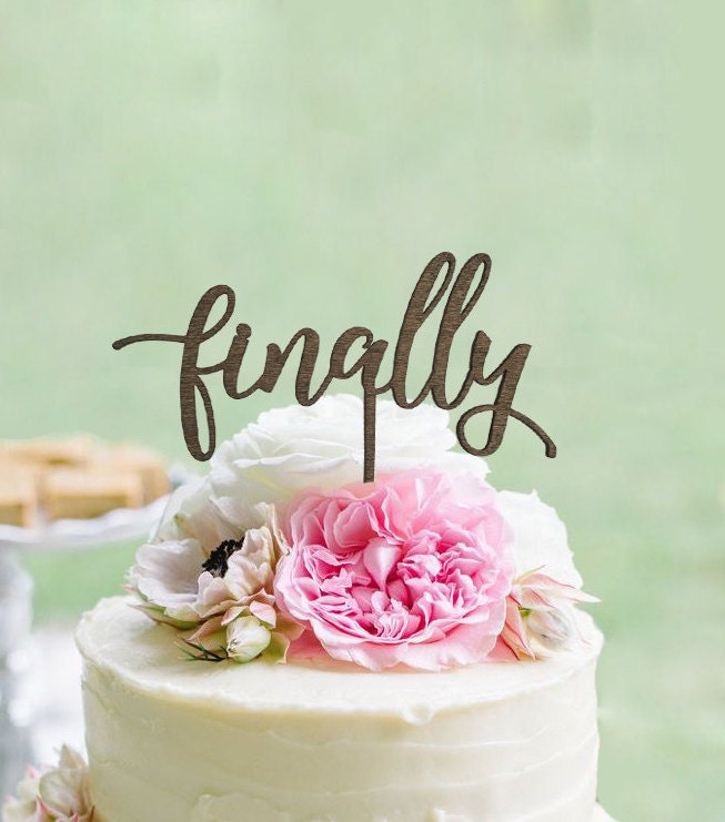 Ruscit Wooden Finally Wedding Cake Topper - Rustic Country Chic