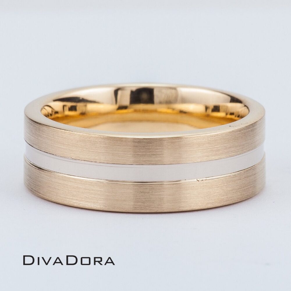 7mm Two-Tone Wedding Band in 14K Or 18K White & Yellow Gold, Wb022217