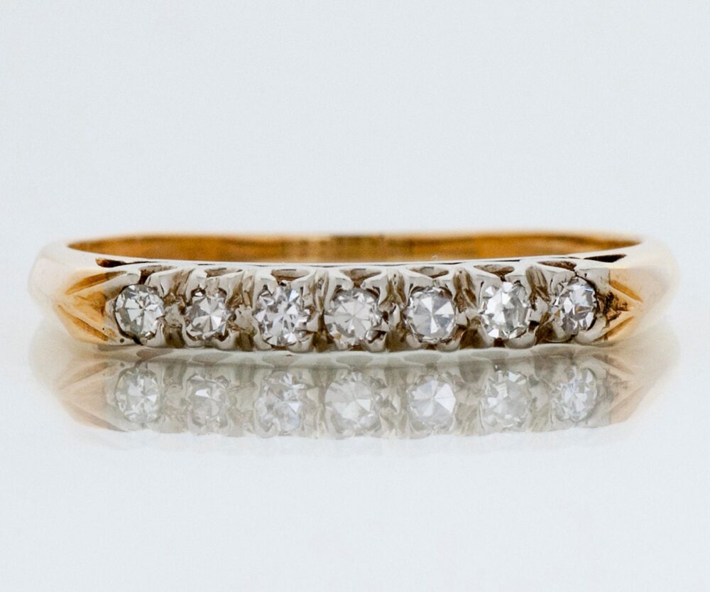 Antique Wedding Band - 14K Two-Tone Gold Diamond