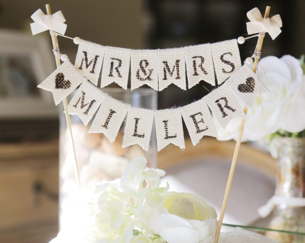 Mr.& Mrs. Cake Topper, Rustic Wedding Topper, Customized Banner, Wedding Topper, Wedding Banner, Cake Topper, Gold Rustic