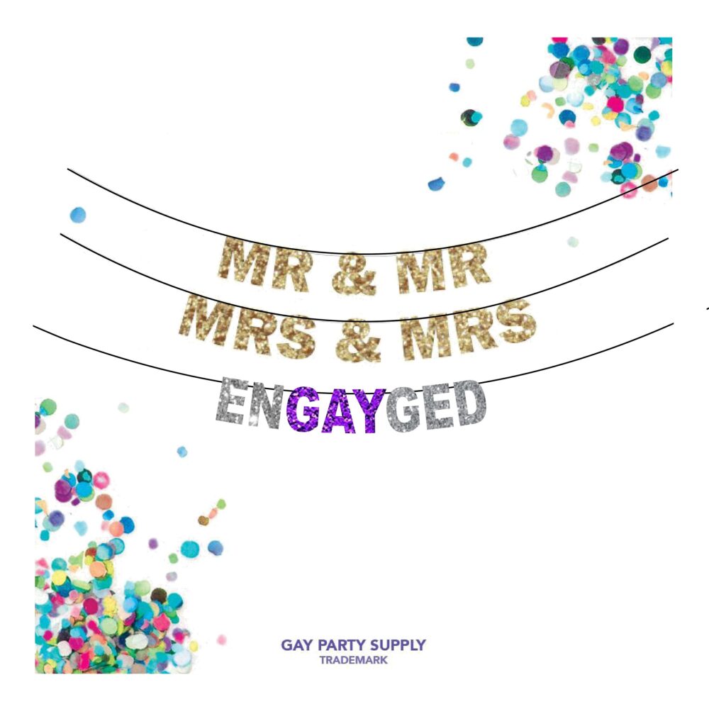 Mr & Wedding Banner, Gay Wedding Decoration, Mrs & Banner, Engayged Engagement Shower Party, Lesbian Banner