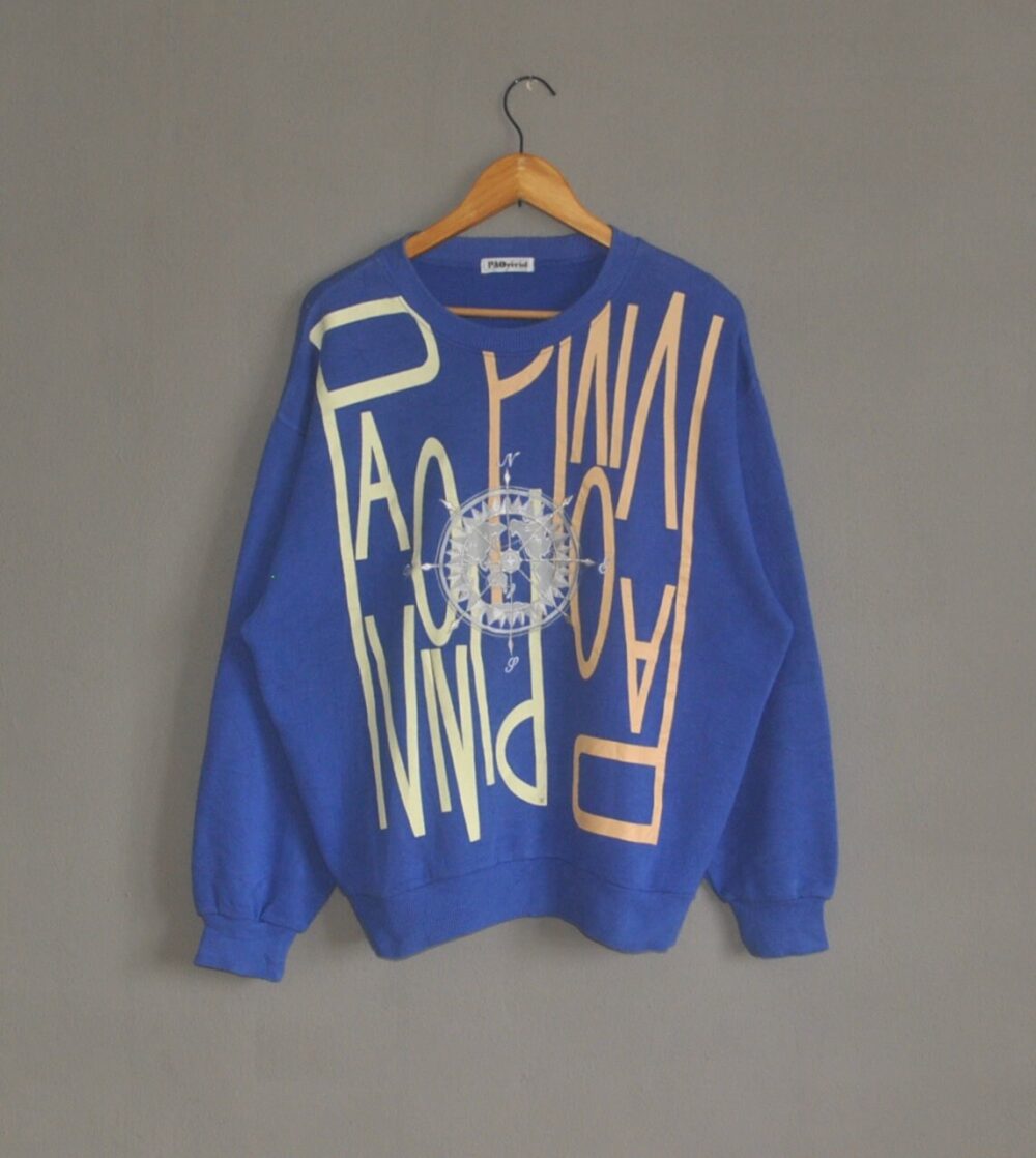 Vintage Pao Vivid 1990S Ladies Women's Sweatshirt Size Large/Hipster Fashion Sweater Pullover Embroiderry Crewneck
