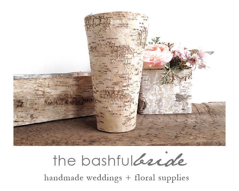 White Birch Bark Vase Galvanized Wedding Table Centerpiece